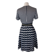 Stella McCartney black & white 100% silk short sleeve dress size UK10/US6