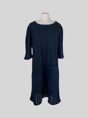 Chanel black 100% cotton 3/4 sleeve dress size UK14/US10