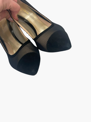 Gianvito Rossi black suede net heels size UK6.5/US8.5
