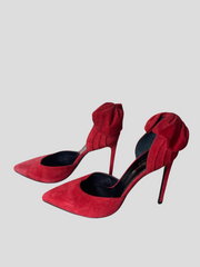 Saint Laurent red suede pointed toe heels size UK4.5/US6.5