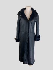 Gucci black sheepskin long coat size UK10/US6