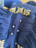 Roberto Cavalli navy 100% silk long sleeveless evening dress size UK12/US8