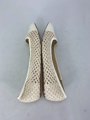 Jimmy Choo cream leather & fabric flat shoes size UK7/US9