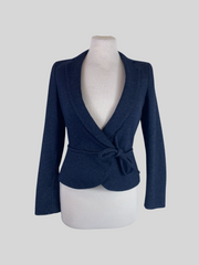 Emporio Armani navy cotton & wool cropped jacket size UK8/US4