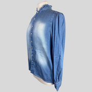 Ba&sh denim 100% cotton blue long sleeve shirt size UK8/US4