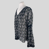 Paige green & black floral print 100% silk blouse size UK12/US8