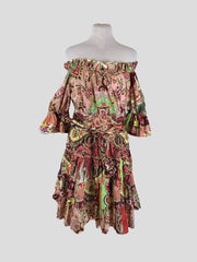 Etro multicoloured print 100% cotton short sleeve dress size UK12/US8