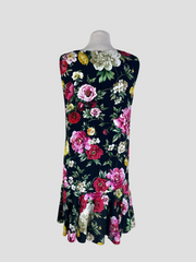 Dolce & Gabbana black floral Peony sleeveless silk blend dress size UK14/US10
