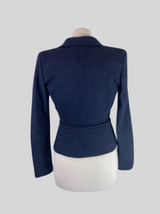 Emporio Armani navy cotton & wool cropped jacket size UK8/US4