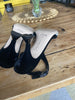 Giorgio Armani silver & black velvet open toe heels size UK7/US9