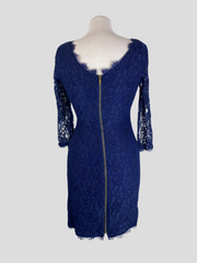 Diane Von Furstenberg navy lace 3/4 sleeve dress size UK8/US4