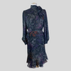 Co black floral print 100% silk long sleeve dress size UK10/US6