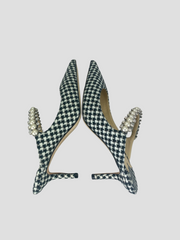 Jimmy Choo Alia Crystal D`Orsay black & white fabric heels size UK4.5/US6.5
