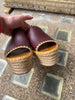 Valentino burgundy leather & straw wedges size UK7/US9