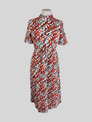 Goat orange print cotton blend short sleeve dress size UK8/US4