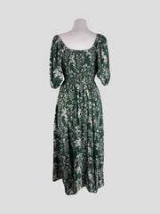 La Ligne green print 100% silk midi dress size UK12/US8