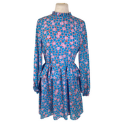 Stine Goya blue & pink print long sleeve dress size UK8/US4