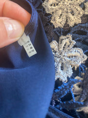Elie Tahari navy & white lace short sleeve dress size UK14/US10