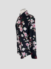 Equipment black floral print 100% silk blouse size UK10/US6