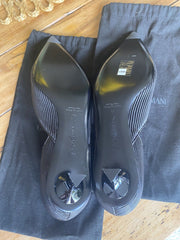 Giorgio Armani black pleated leather heels size UK7/US9