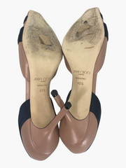 Jimmy Choo powder pink & black leather & satin heels size UK7.5/US9.5