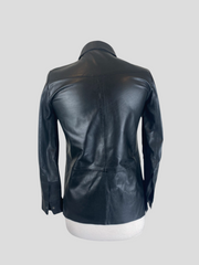 Maje black 100% leather long sleeve shirt size UK6/US2