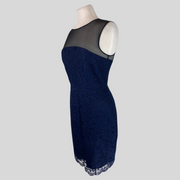 Diane Von Furstenberg navy & black lace sleeveless dress size UK12/US8