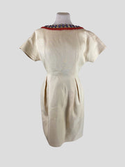 Moschino cream silk & linen blend dress size UK10/US6