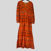 La Sirenuse orange cotton & silk blend long sleeve dress size UK10/US6