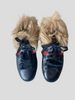 Gucci Ace fur black lace- up sneakers size UK4/US6