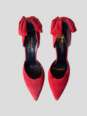 Saint Laurent red suede pointed toe heels size UK4.5/US6.5