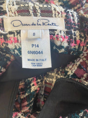 Oscar De La Renta multicoloured tweed cotton blend dress size UK12/US8