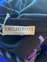 Emilio Pucci black & navy print 3/4 sleeve top size UK12/US8