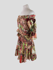 Etro multicoloured print 100% cotton short sleeve dress size UK12/US8