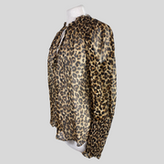 Veronica Beard leopard print brown blouse size UK12/US8
