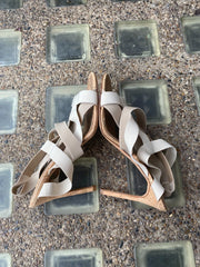 Manolo Blahnik cream bandage heels size UK7/US9