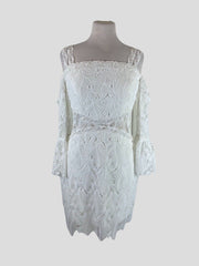 Three Floor white lace 3/4 sleeve dress UK12/US8