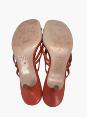 Porte & Porte orange leather sandals size UK6/US8
