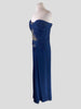 Roberto Cavalli navy 100% silk long sleeveless evening dress size UK12/US8