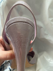 Louis Vuitton lilac patent leather open toe heels size UK5/US7