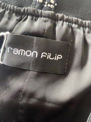 Ramon Filip black pleated sleeveless dress size UK10/US6