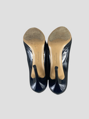 Salvatore Ferragamo black patent leather open toe heels size UK5.5/US7.5
