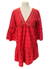 Bash red 3/4 sleeve short dress size UK12/US8