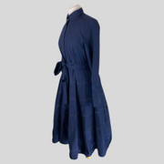 Carolina Herrera navy 100% cotton long sleeve dress size UK12/US8