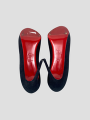 Christian Louboutin black suede peep toe heels size UK6/US8