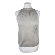 Beige sleeveless 100% silk top size UK10/US6