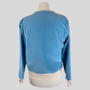 Fendi blue cotton blend velvet long sleeve top size UK10/US6