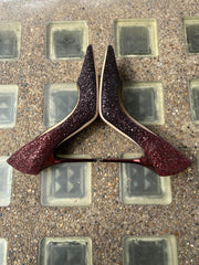 Jimmy Choo burgundy & black ombre glitter heels size UK6/US8
