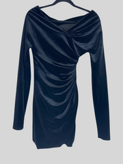 Alexandre Vauthier black velvet drape long sleeve short dress size UK8/US4