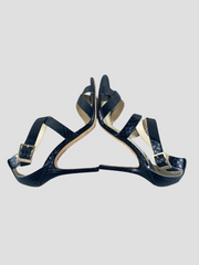 Jimmy Choo black snake skin open toe heels size UK6/US8